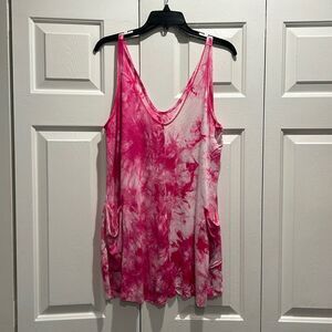 Becca Pink & White bathing suit coverup dress, Size Medium